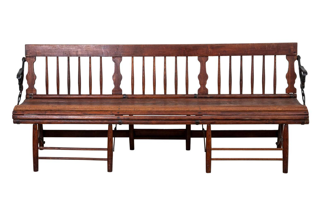 Early 20th Century Oak Folding Train Station Bench – The Antique
