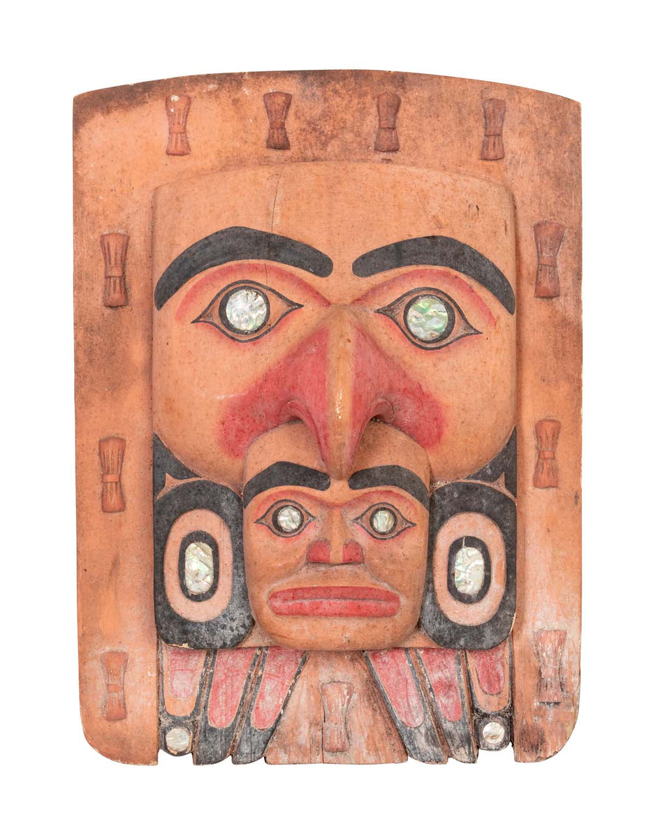Tlingit mask with abalone inlay – The Antique And Artisan Gallery Online