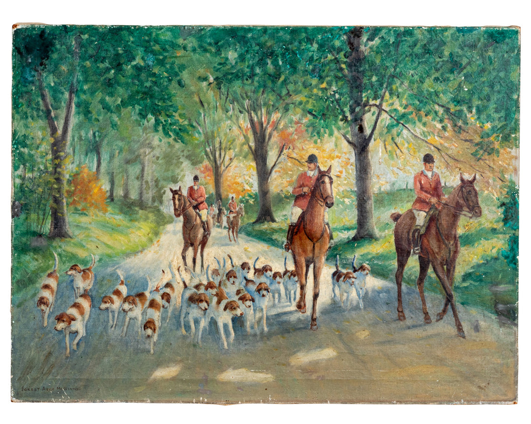 Oil on Canvas of Fox Hunt Scene – The Antique And Artisan Gallery