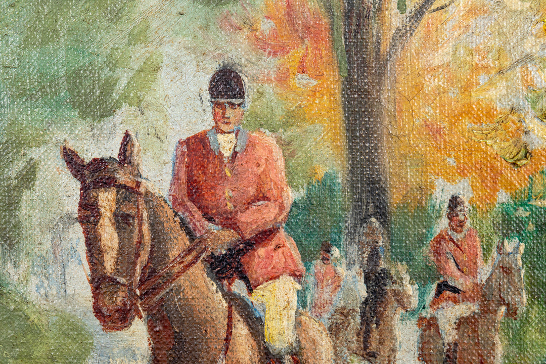Oil on Canvas of Fox Hunt Scene – The Antique And Artisan Gallery