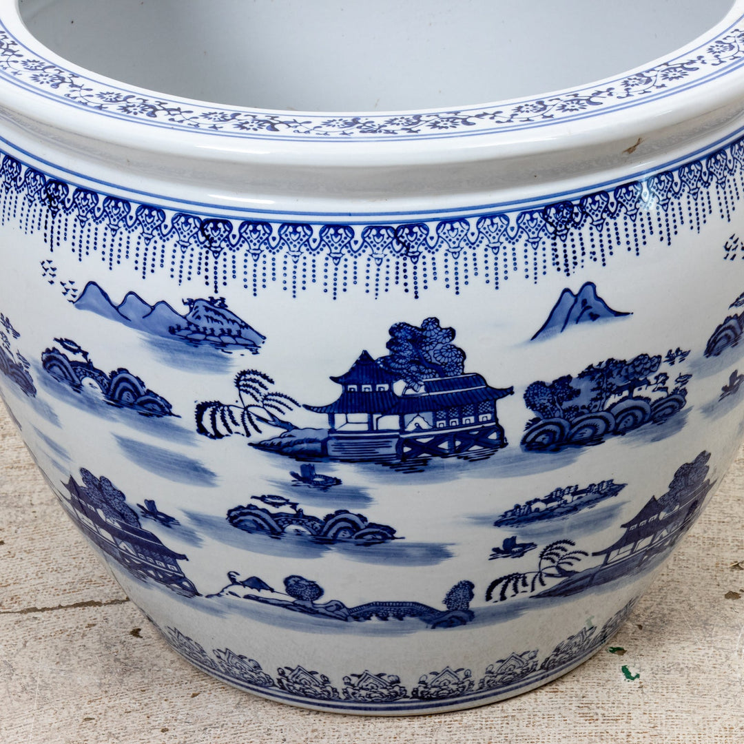 large blue and white planter pots Large Blue and White Planter – The Antique And Artisan Gallery Online
