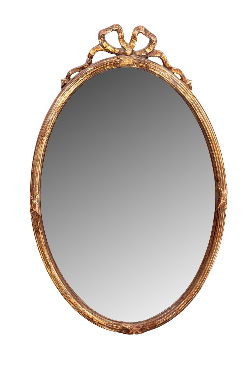 Oval Gilt Mirror with Bow Crown – The Antique And Artisan Gallery Online