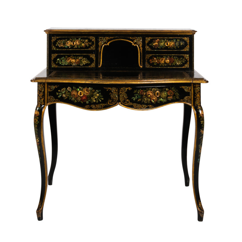 フランスアンティーク　Papier marche ナポレオンⅢ 19th Century Napoleon III Papier Mache Desk – The Antique And